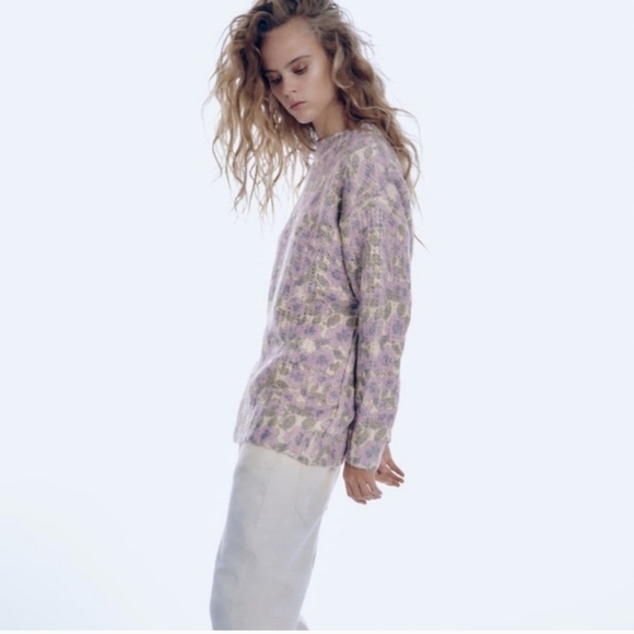 Zara Sweaters - Zara Women's Floral Chunky Oversized Soft Warm Wool Blend Pullover Sweater M